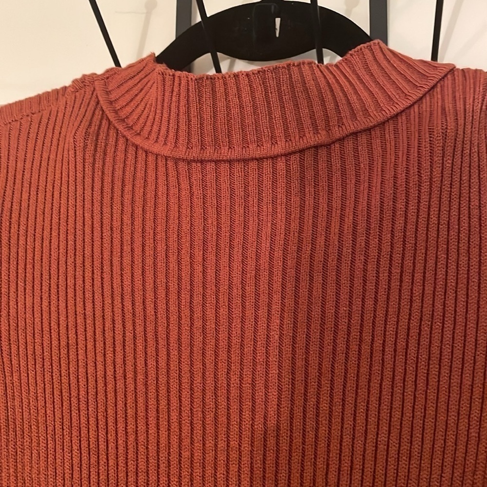 Knit RUST Fitted Zipper Ribbed Sweater Zip Front Onesie Jumpsuit - Picture 2 of 8